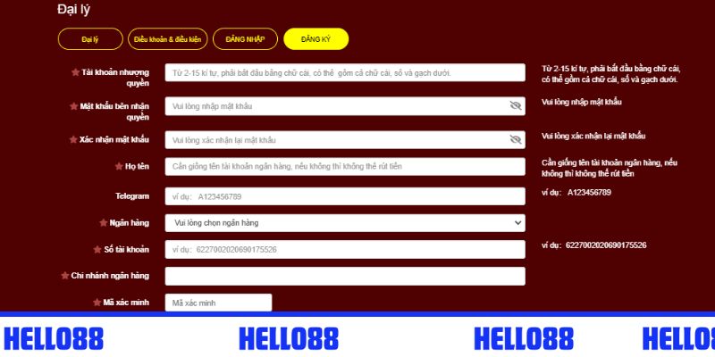 Các bước mở tài khoản và trở thành đại lý Hello88